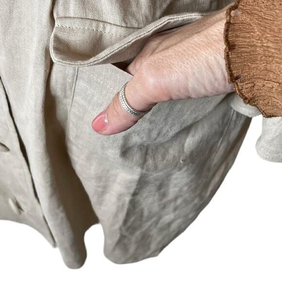 ASOS DESIGN linen mini tux dress with belt in stone sz 12 Large NWT - Picture 10 of 16